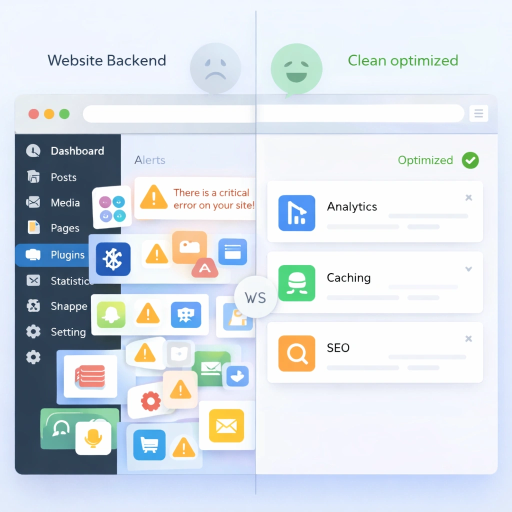 Comparison of cluttered vs optimized website setup