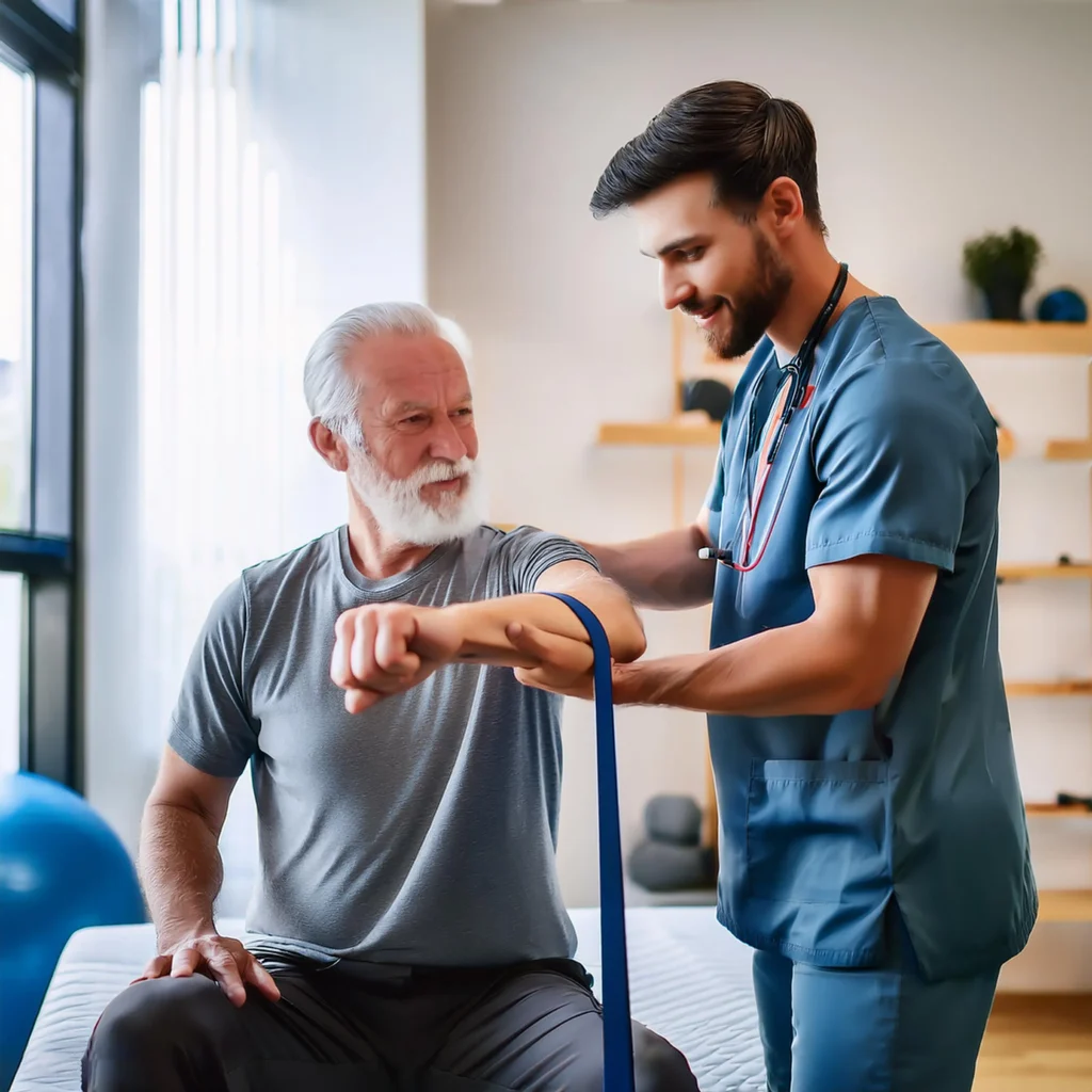 Patient rehabilitation session with physiotherapist in Brisbane clinic