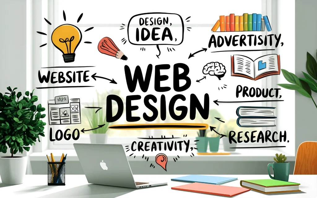 drawing web design with word web design it