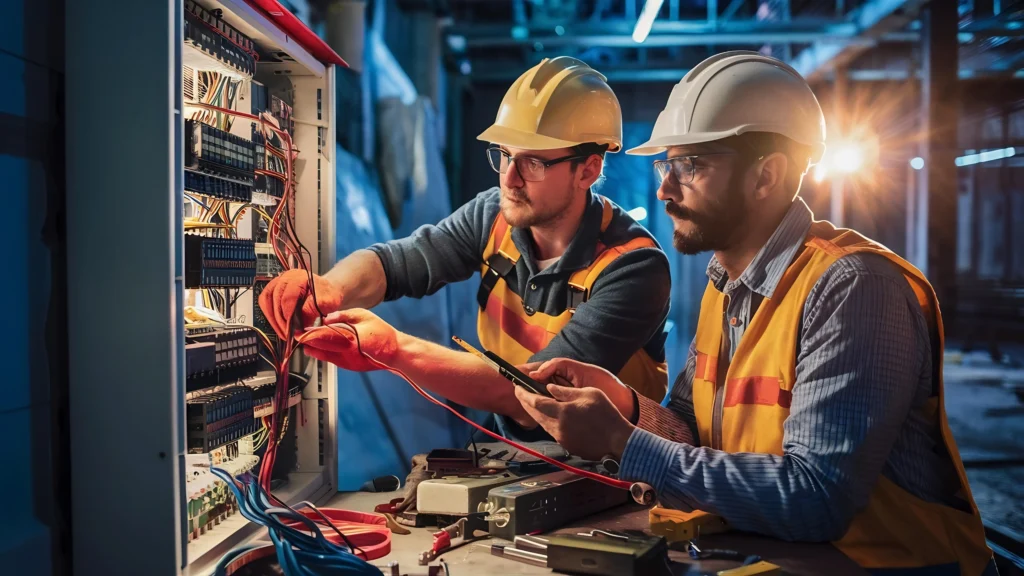 Licensed electrician working on electrical wiring in Hobart residential property