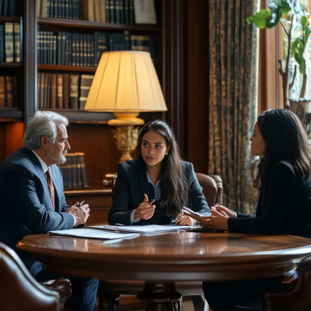 Legal consultation between lawyer and client in Hobart office