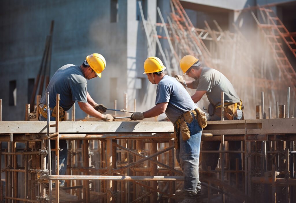 Professional builder working on construction site in Adelaide residential project