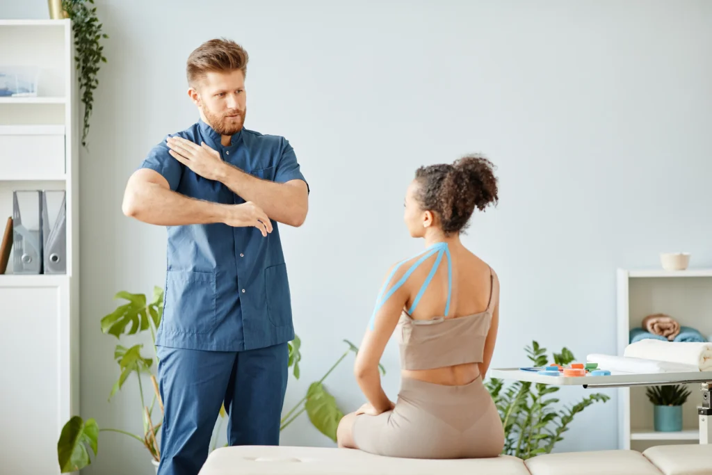 Physiotherapist providing physical therapy treatment in Hobart clinic