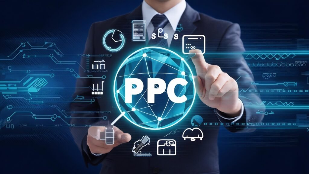 PPC Pay Per Click Concept Businessman Working Concept