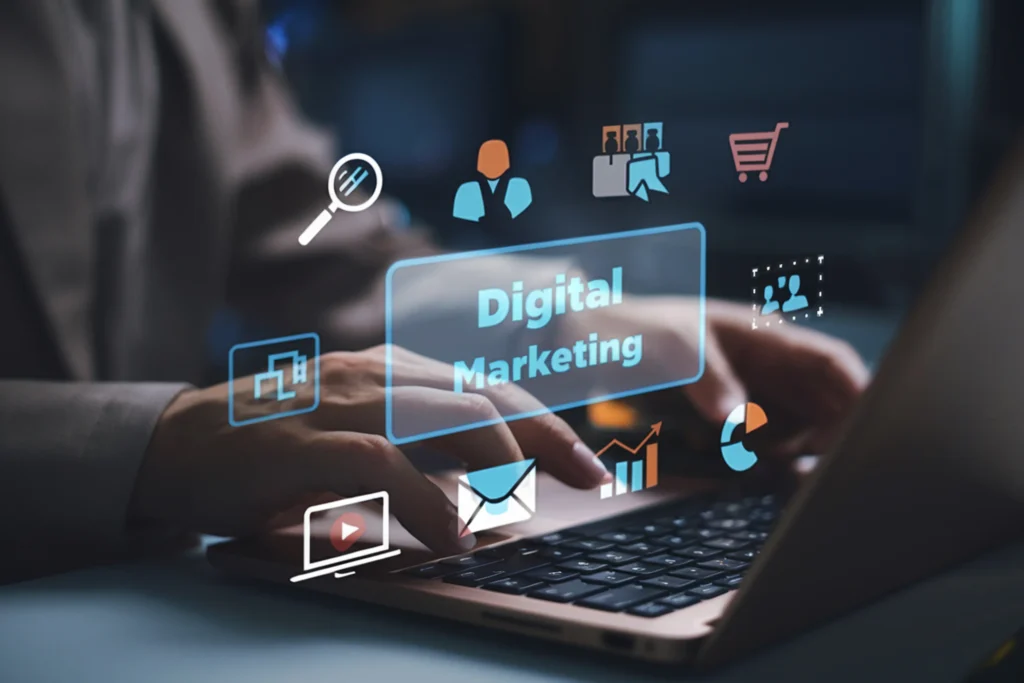 seo search engine optimization concept businessman touch ai