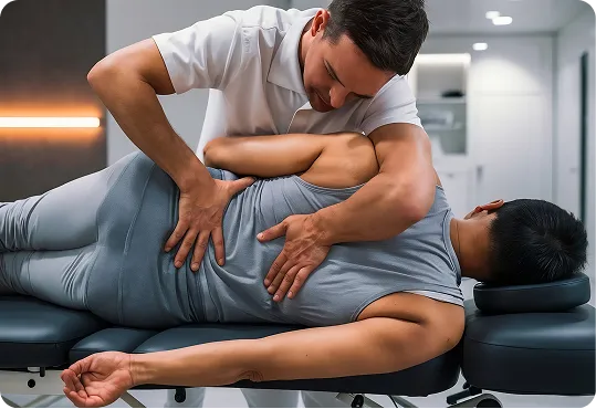 person receiving a chiropractic adjustment