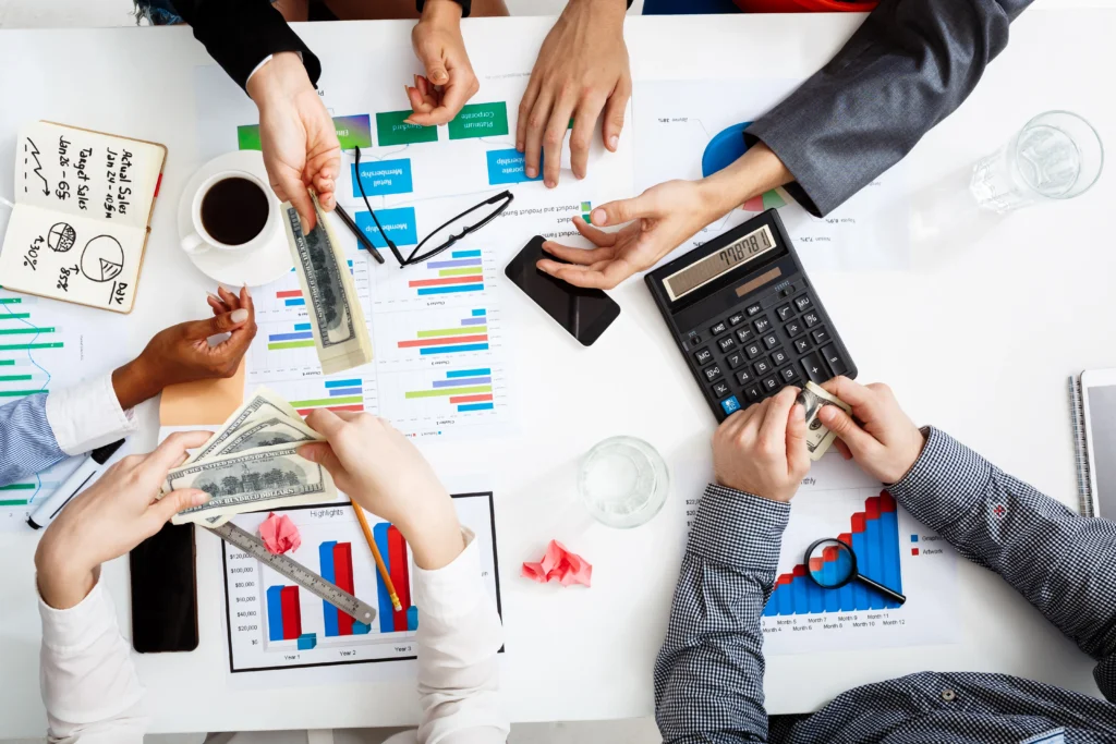 accountant in Melbourne office with branded business card and brochure graphic design for accounting firms
