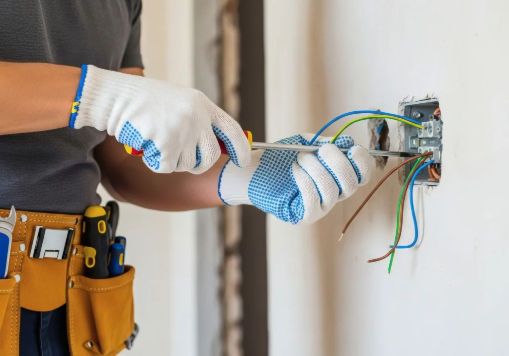 electrician in Hobart repairing electrical panel PPC advertising for electrical services