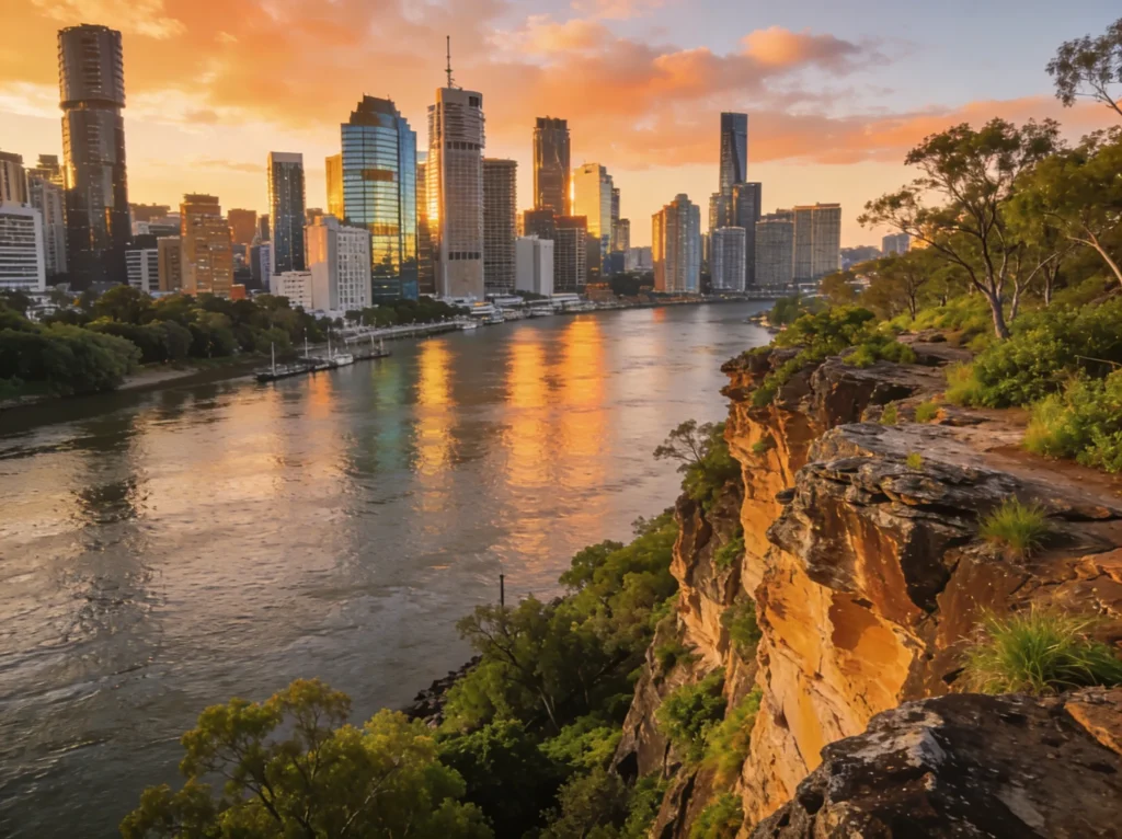 Brisbane city skyline for dental app development services