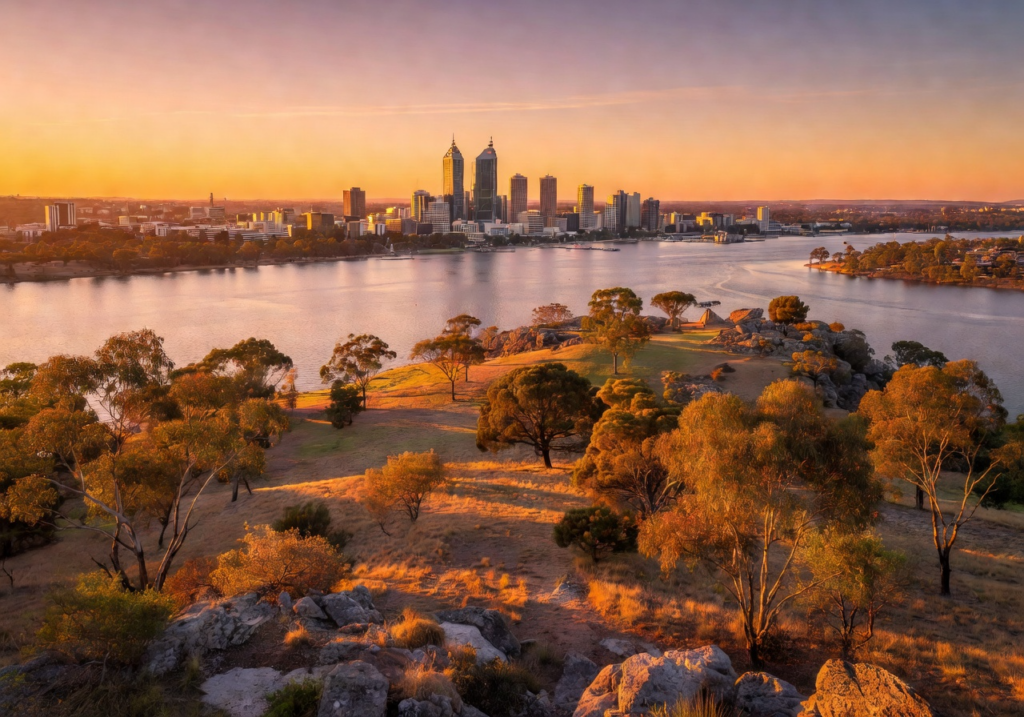 Perth city skyline for legal branding and graphic design services