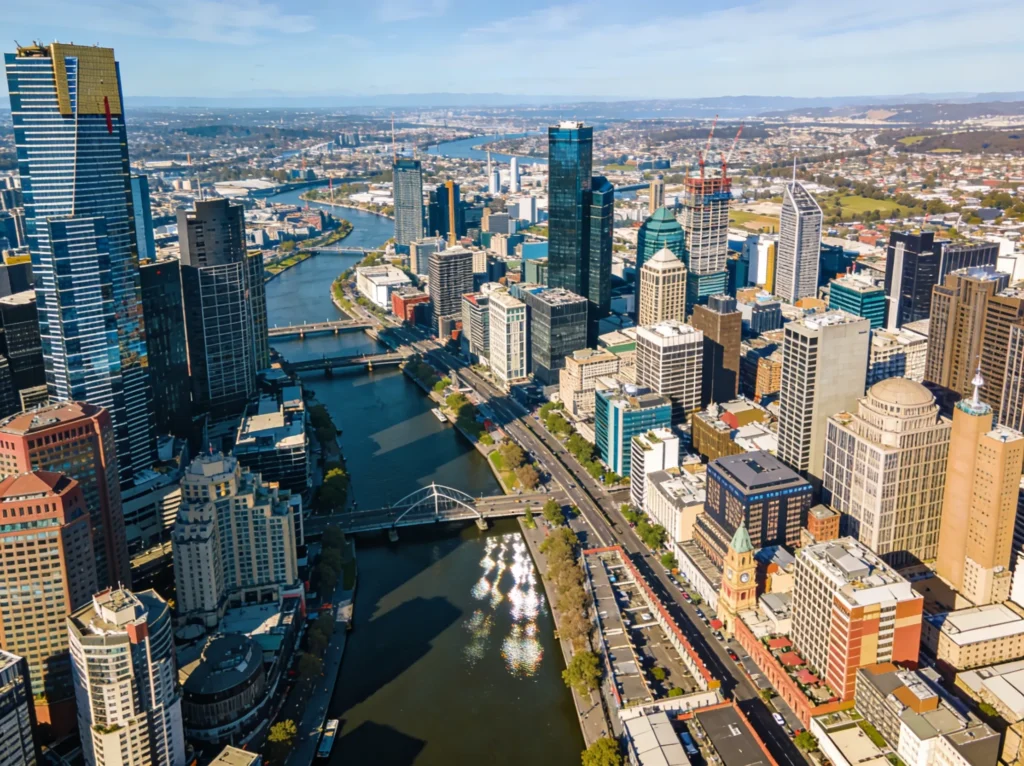 Melbourne skyline Australia representing real estate website design services