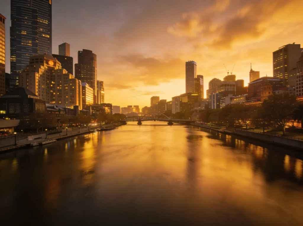 Melbourne skyline Australia representing plumbing website design services