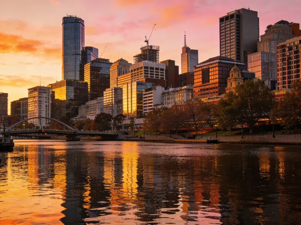 Melbourne skyline Australia representing electrician website design services