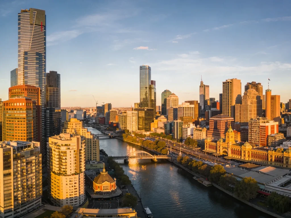Melbourne skyline Australia representing builder website design services