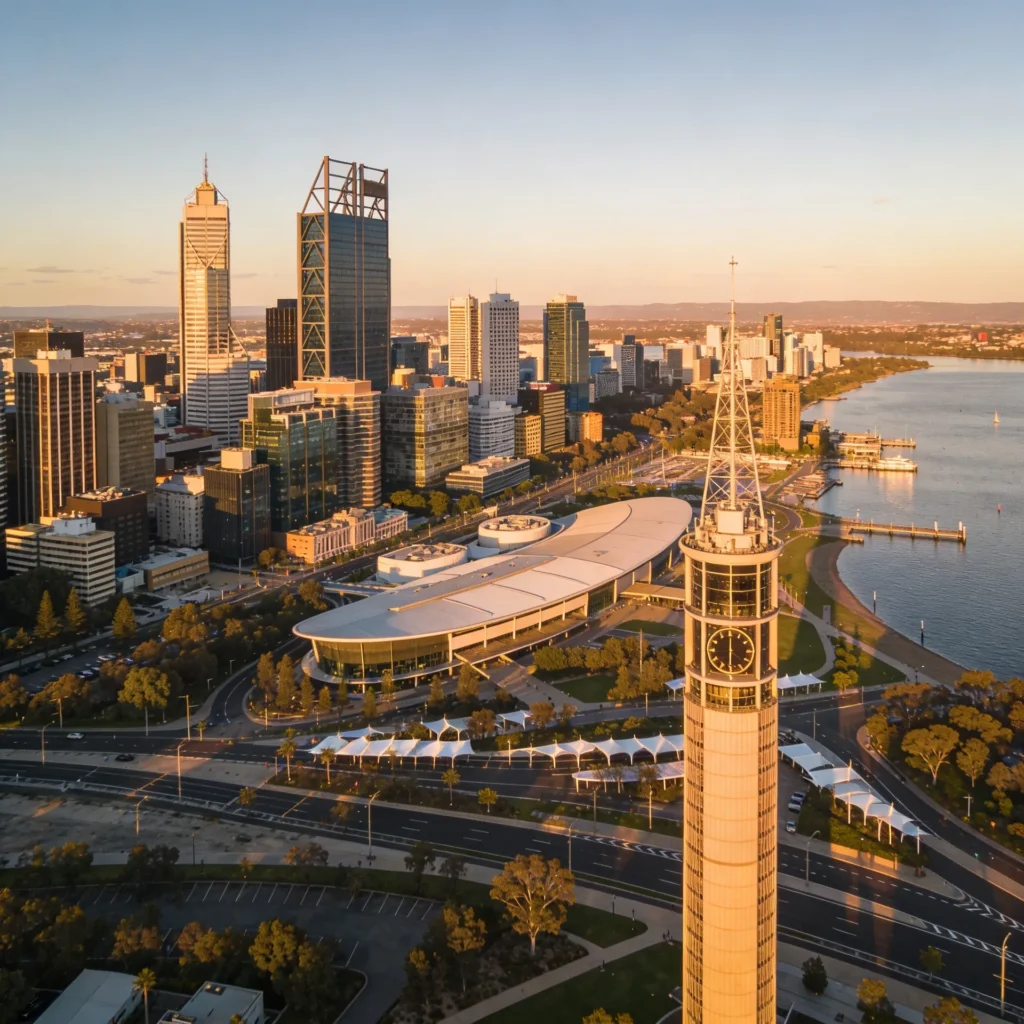 Perth skyline Australia representing dental website design services