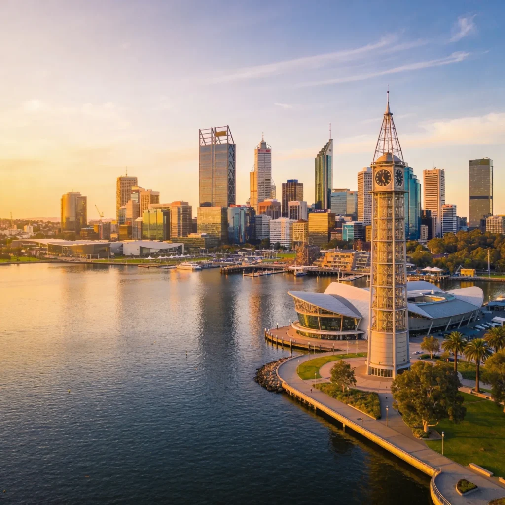 Perth skyline Australia representing builder website design services