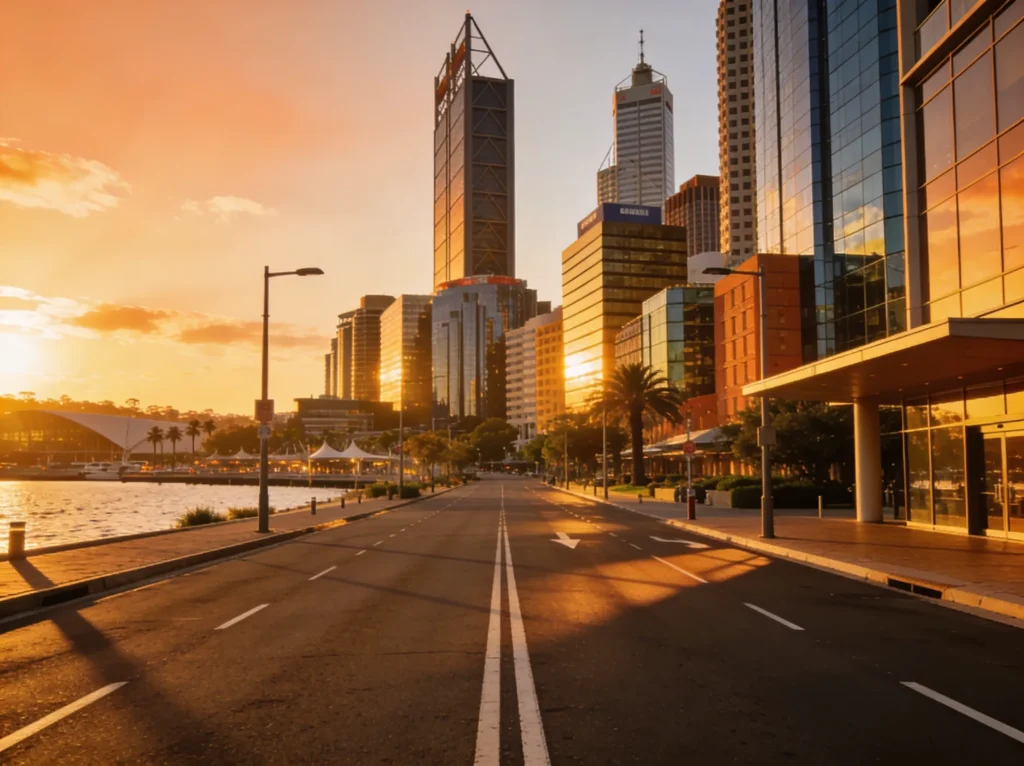 Perth Western Australia skyline for plumbing digital marketing services