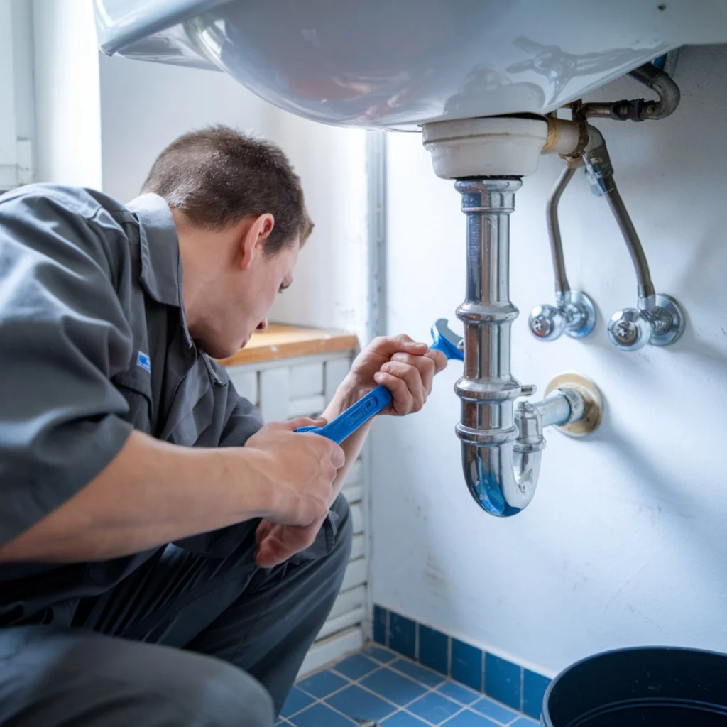 Perth plumbing services technician repairing sink online marketing for plumbers