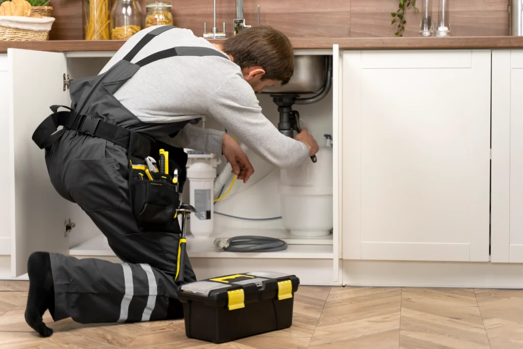 plumber in Melbourne with branded van and uniform graphic design for plumbing business